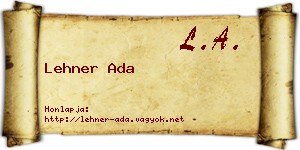 Lehner Ada névjegykártya